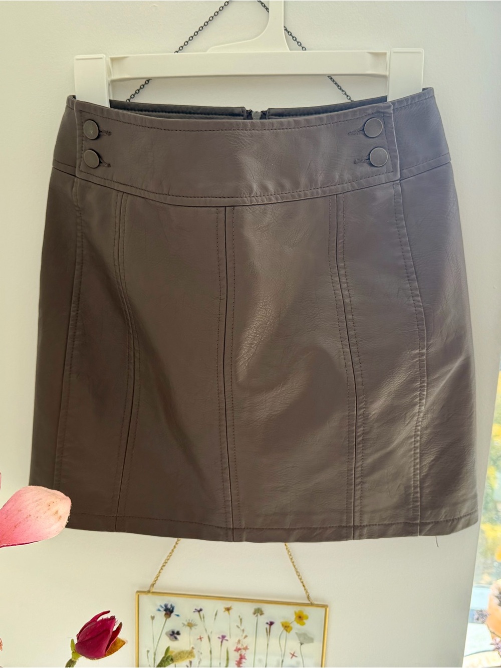 Free People Brown Faux Leather Skirt - Picture 3 of 7